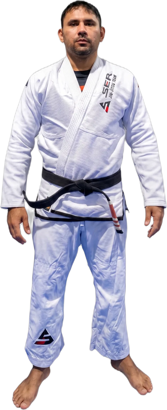 Professor Davi Oliveira, faixa preta, com kimono branco